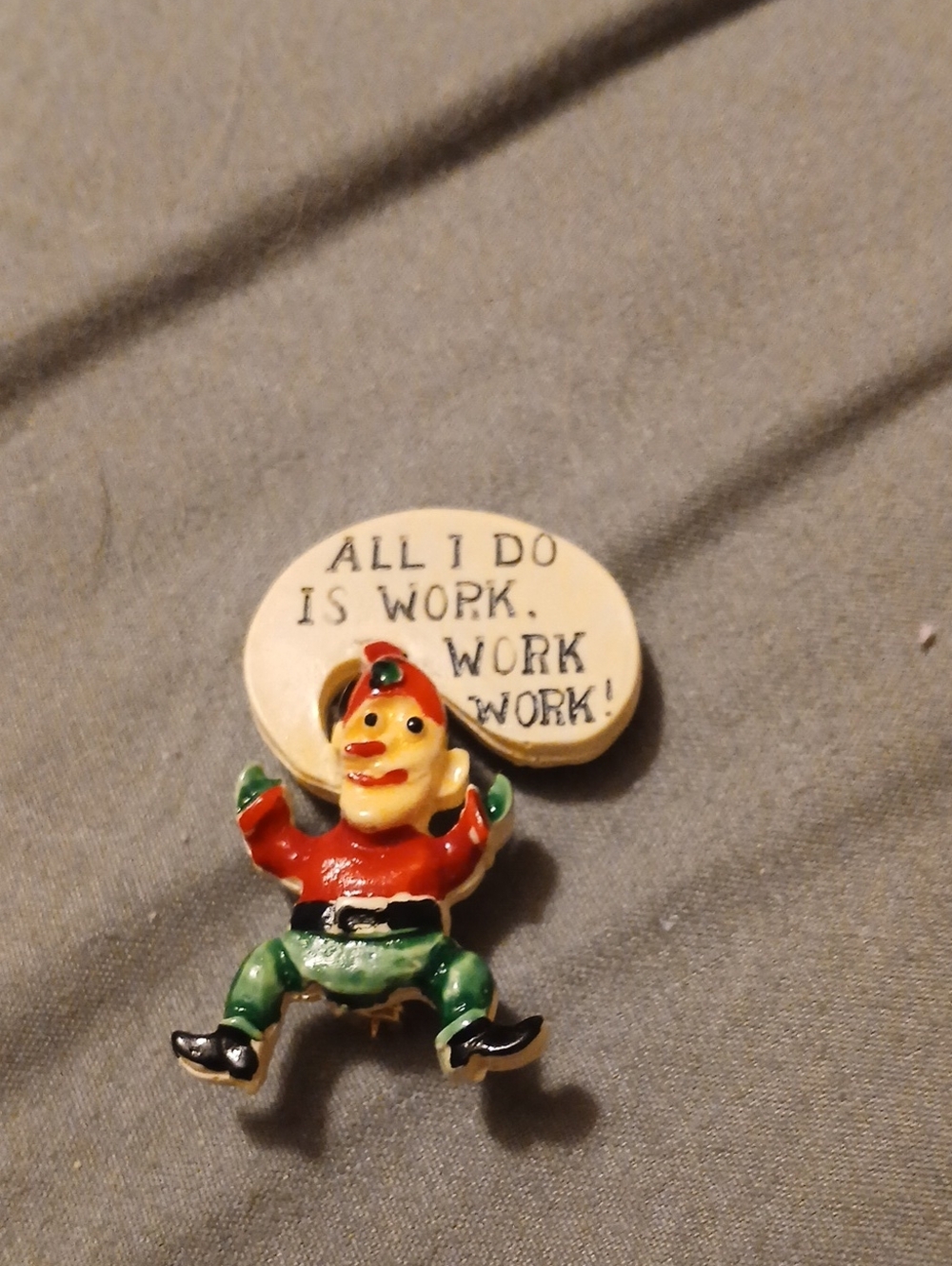 Vintage Elf Pin Brooch in Red and Green - No Brand